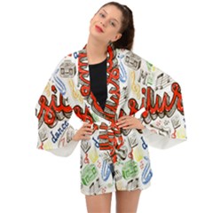 Music-color-elements Long Sleeve Kimono by Wegoenart