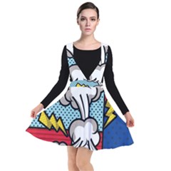 Rays Smoke Pop Art Style Vector Illustration Plunge Pinafore Dress by Wegoenart