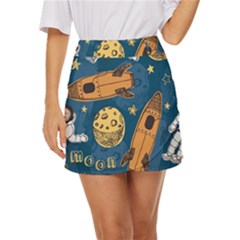 Missile Pattern Mini Front Wrap Skirt by Wegoenart