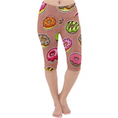 Doughnut Doodle Colorful Seamless Pattern Lightweight Velour Cropped Yoga Leggings by Wegoenart