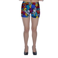 Graffiti Characters Seamless Pattern Skinny Shorts by Wegoenart