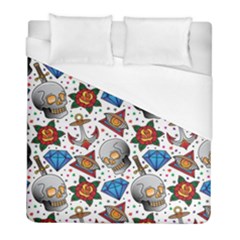 Full Color Flash Tattoo Patterns Duvet Cover (full/ Double Size) by Wegoenart