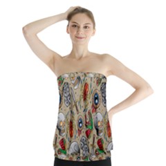 Tattoo Pattern Strapless Top by Wegoenart