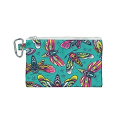 Vintage Colorful Insects Seamless Pattern Canvas Cosmetic Bag (small) by Wegoenart