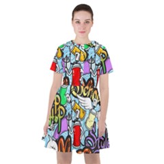 Graffiti Characters Seamless Patterns Sailor Dress by Wegoenart