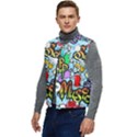 Graffiti Characters Seamless Patterns Men s Short Button Up Puffer Vest	 View3