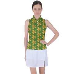 Orange Leaves Green Women s Sleeveless Polo Tee by ConteMonfrey