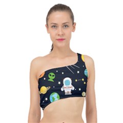 Space And Astronomy Decorative Symbols Seamless Pattern Vector Illustration Spliced Up Bikini Top  by danenraven