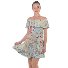 Misc Map Wallpaper Off Shoulder Velour Dress by Wegoenart