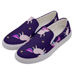 Fantasy Fat Unicorn Horse-pattern Fabric Design Men s Canvas Slip Ons by Wegoenart