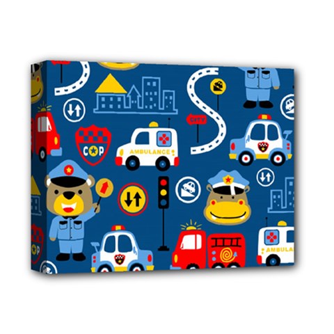 Car Cars Seamless Pattern Vector Rescue Team Cartoon Deluxe Canvas 14  X 11  (stretched) by Wegoenart