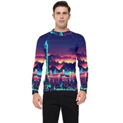 Cityscape Building Painting 3d City Illustration Men s Long Sleeve Rash Guard by danenraven