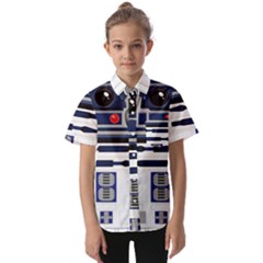 Robot R2d2 R2 D2 Pattern Kids  Short Sleeve Shirt by Jancukart