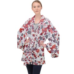 Abstract Random Painted Texture Long Sleeve Velvet Kimono  by dflcprintsclothing