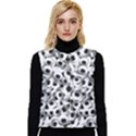 Eyes Drawing Motif Random Pattern Women s Short Button Up Puffer Vest View1