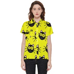 Cats Heads Pattern Design Short Sleeve Pocket Shirt by danenraven