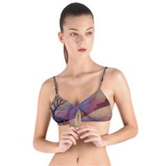 Landscape Illustration Nature Sky Tie Up Cut Bikini Top by Wegoenart