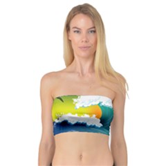 Dolphin Seagull Sea Ocean Wave Blue Water Bandeau Top by Wegoenart