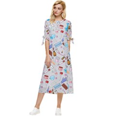 Medical Devices Bow Sleeve Chiffon Midi Dress by SychEva