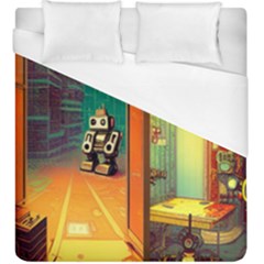 Illustration Robot Cute Sweet Futuristic Duvet Cover (king Size) by Wegoenart