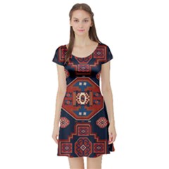 Armenian Old Carpet  Short Sleeve Skater Dress by Gohar