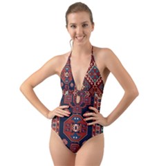 Armenian Old Carpet  Halter Cut-out One Piece Swimsuit by Gohar