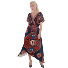 Armenian Old Carpet  Cross Front Sharkbite Hem Maxi Dress by Gohar