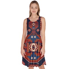 Armenian Old Carpet  Knee Length Skater Dress With Pockets by Gohar