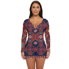 Armenian Old Carpet  Long Sleeve Boyleg Swimsuit by Gohar