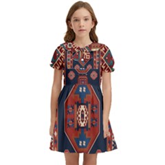 Armenian Old Carpet  Kids  Bow Tie Puff Sleeve Dress by Gohar