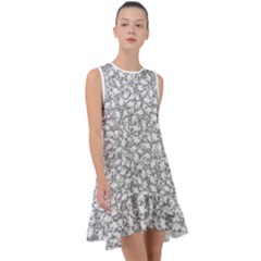 Bacterias Drawing Black And White Pattern Frill Swing Dress by dflcprintsclothing