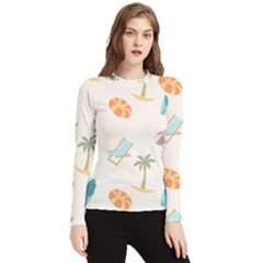 Cool Summer Pattern - Beach Time!   Women s Long Sleeve Rash Guard by ConteMonfrey