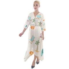 Cool Summer Pattern - Beach Time!   Quarter Sleeve Wrap Front Maxi Dress by ConteMonfrey