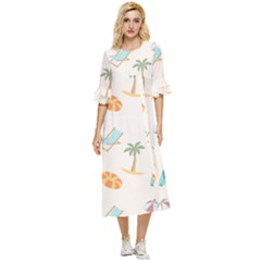 Cool Summer Pattern - Beach Time!   Double Cuff Midi Dress by ConteMonfrey