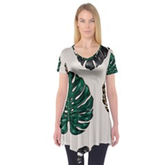 Colorful Monstera  Short Sleeve Tunic  by ConteMonfrey