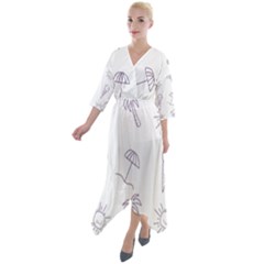 Doodles - Beach Time! Quarter Sleeve Wrap Front Maxi Dress by ConteMonfrey