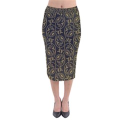 Classy Golden Leaves   Velvet Midi Pencil Skirt by ConteMonfrey