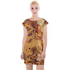 Insect Macro Honey Bee Animal Cap Sleeve Bodycon Dress by Wegoenart