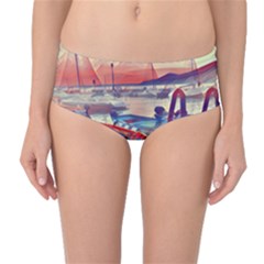 Boats On Lake Garda Mid-waist Bikini Bottoms by ConteMonfrey