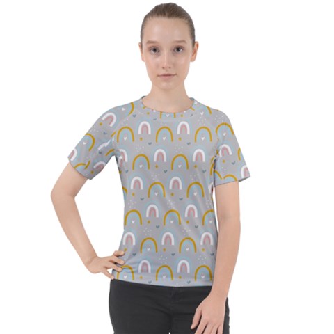 Rainbow Pattern Women s Sport Raglan Tee by ConteMonfrey