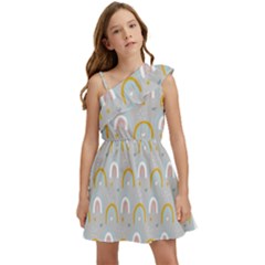 Rainbow Pattern Kids  One Shoulder Party Dress by ConteMonfrey