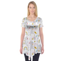 Unicorns Rainbow Short Sleeve Tunic  by ConteMonfrey