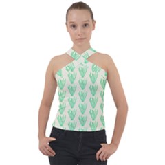 Watercolor Seaweed Cross Neck Velour Top by ConteMonfrey