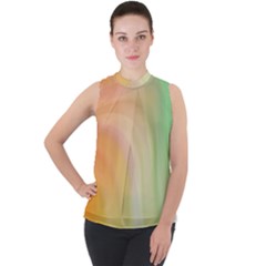 Gradient Orange, Green - Colors Fest Mock Neck Chiffon Sleeveless Top by ConteMonfrey