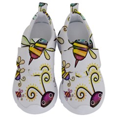 Bee Doodle Cartoon Kids  Velcro No Lace Shoes by Wegoenart