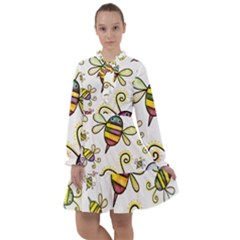 Bee Doodle Cartoon All Frills Chiffon Dress by Wegoenart