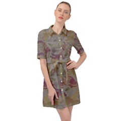 Pattern Armenian Birds Belted Shirt Dress by Gohar