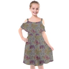 Pattern Armenian Birds Kids  Cut Out Shoulders Chiffon Dress by Gohar