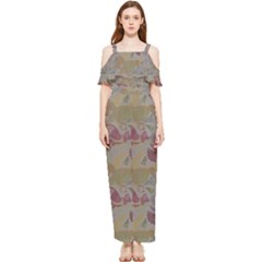 Pattern Armenian Birds Draped Sleeveless Chiffon Jumpsuit by Gohar