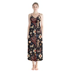 Carpet-symbols Button Up Chiffon Maxi Dress by Gohar